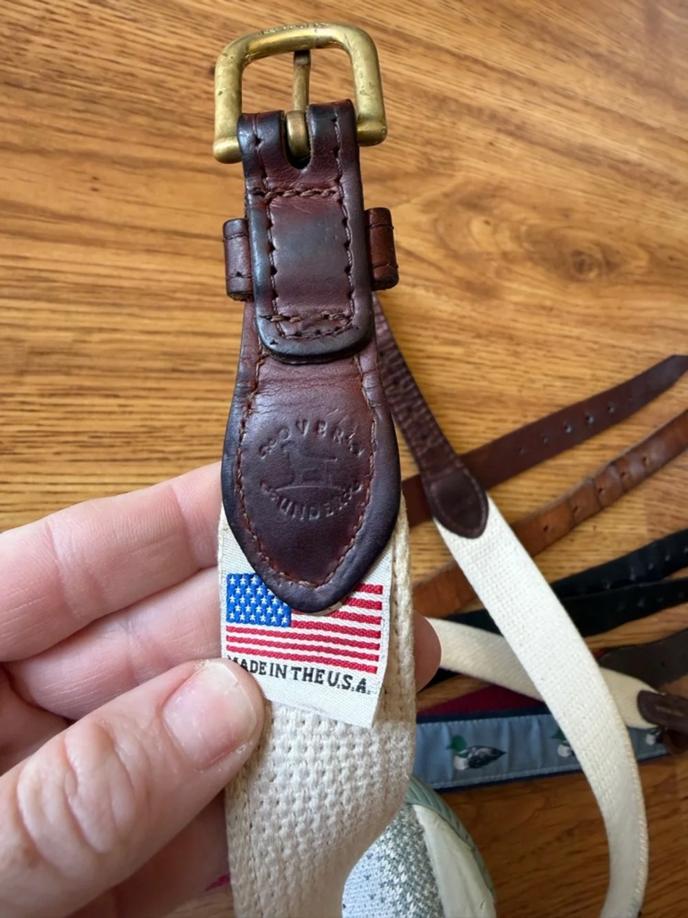 Navy Kids Belt with American Flag/dog Embroidery